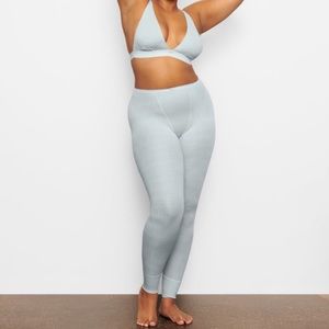 SKIMS SKY BLUE LACE SUBLTE LOGO POINTELLE LEGGINGS L NEW